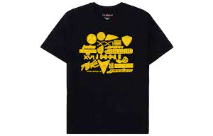 Jordan Jordan T Shirts Men's Black Crew Neck Moderate Straight Fit