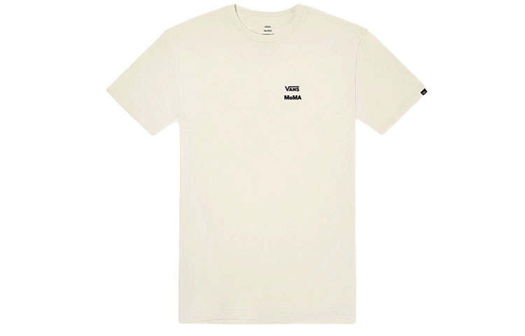 Vans X MoMA TELL A FRIEND T Shirts Unisex White Crew Neck Moderate Straight Fit