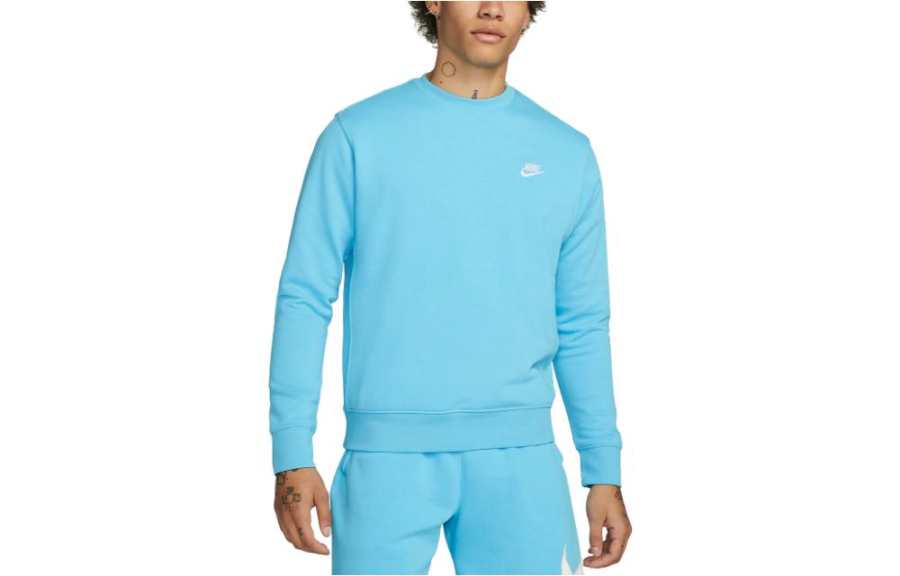 Nike Nike T Shirts Men's Lake Blue Crew Neck Moderate Straight Fit