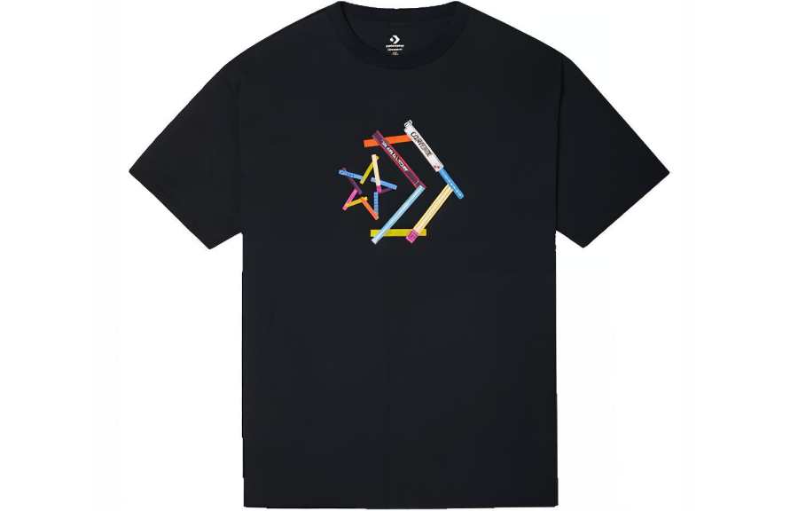 Converse T Shirts Unisex Black Crew Neck Moderate Straight Fit