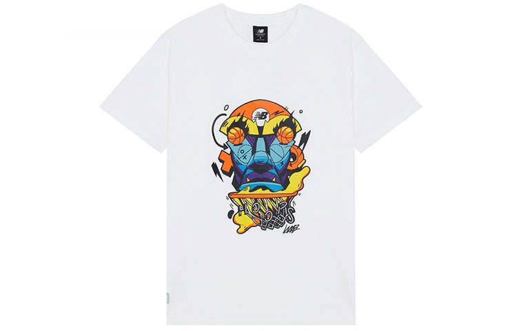 New Balance New Balance T Shirts Men's White Crew Neck Moderate Straight Fit