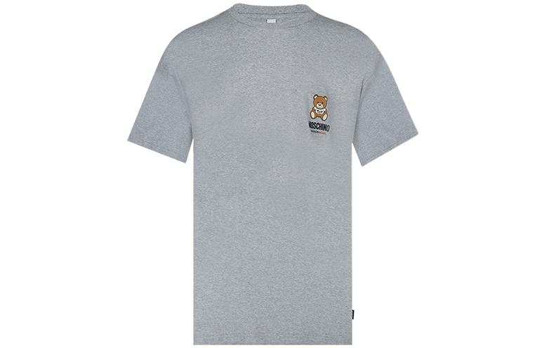 MOSCHINO T Shirts Men's Gray Crew Neck Moderate Straight Fit