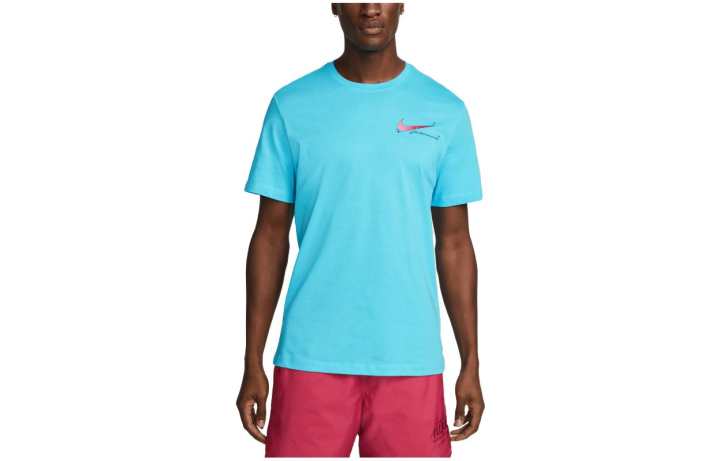Nike Nike T Shirts Men's Blue Crew Neck Moderate Straight Fit
