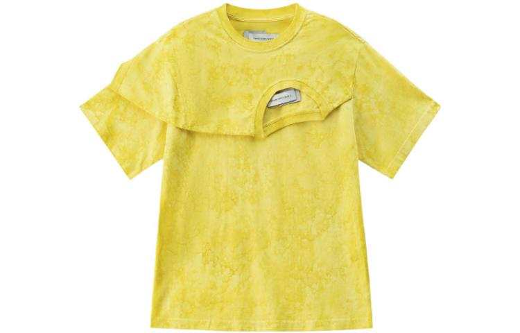 Feng Chen Wang T Shirts Men's Yellow Crew Neck Moderate Straight Fit