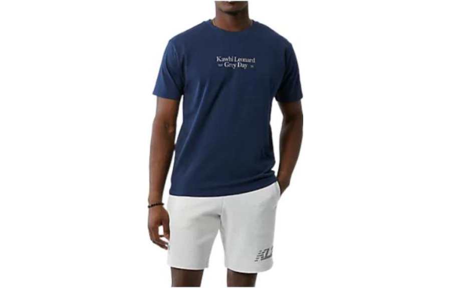 New Balance New Balance T Shirts Men's Dark Blue Crew Neck Moderate Straight Fit