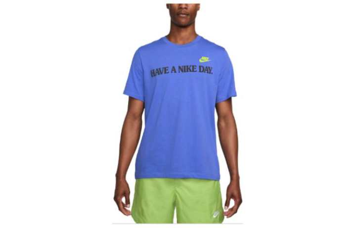 Nike Nike T Shirts Men's Blue Crew Neck Moderate Straight Fit