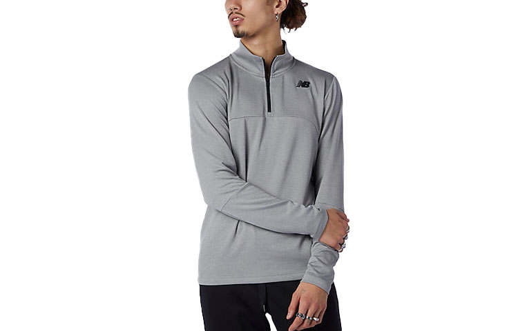 New Balance New Balance T Shirts Men's Gray Stand Collar Moderate Straight Fit