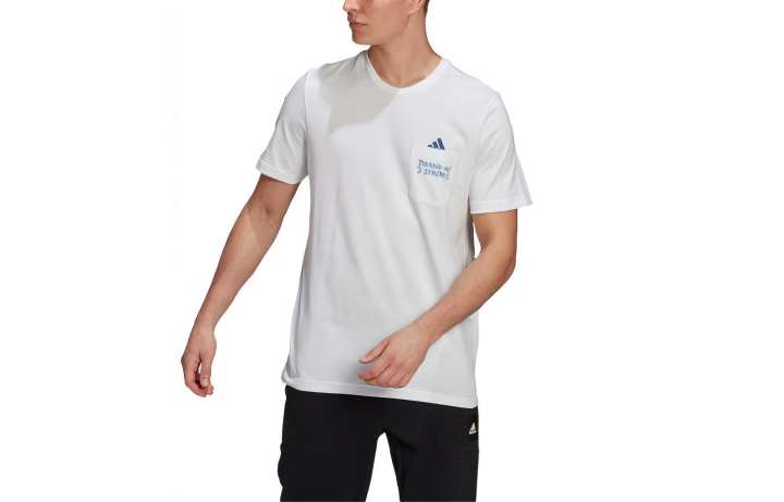 Adidas Adidas T Shirts Men's White Crew Neck Moderate Straight Fit