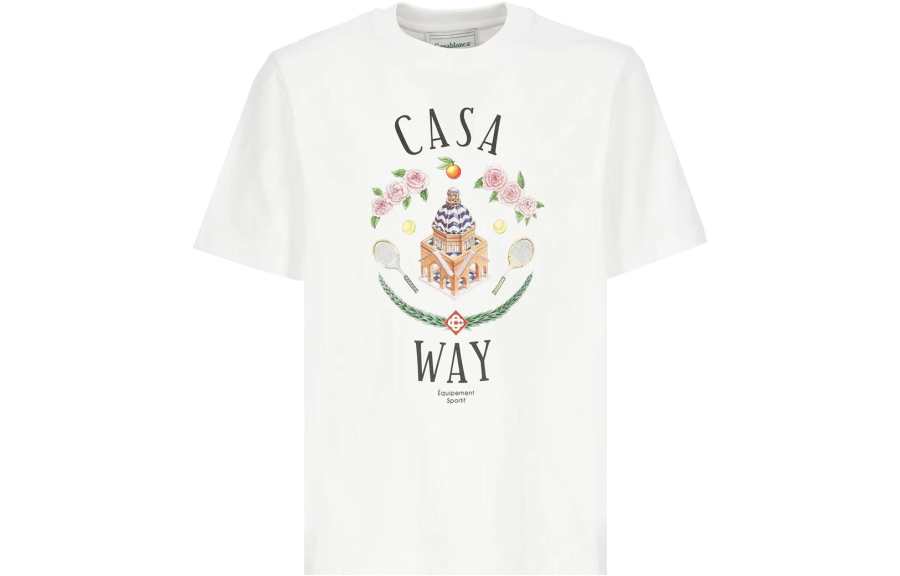 CASABLANCA T Shirts Men's White Crew Neck