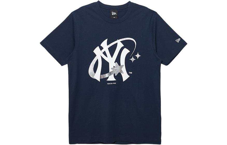 New Era T Shirts Unisex Navy Blue Crew Neck Moderate Straight Fit