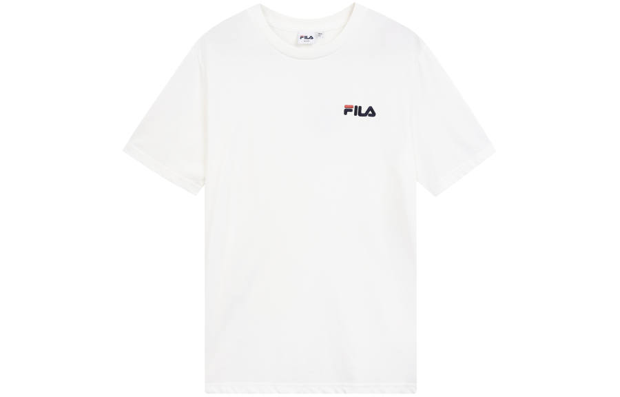 FILA T Shirts Unisex White Crew Neck Moderate Straight Fit