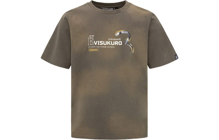 EVISU T Shirts Men's Gray Crew Neck Moderate Straight Fit