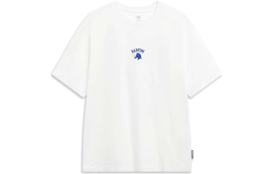 Li-Ning Li Ning BADFIVE T Shirts Men's Ivory Crew Neck Moderate Straight Fit