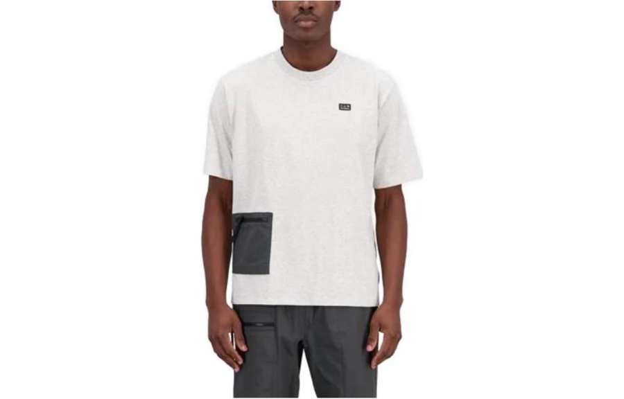 New Balance New Balance T Shirts Men's Gray Crew Neck Moderate Straight Fit