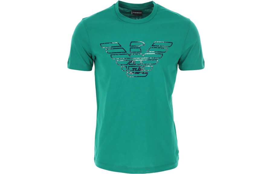 EMPORIO ARMANI T Shirts Men's Green Crew Neck Moderate Straight Fit