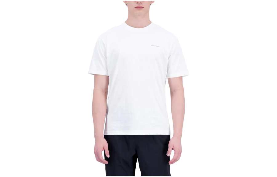 New Balance New Balance T Shirts Men's White Crew Neck Moderate Straight Fit