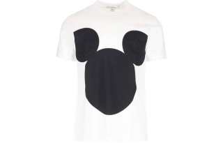 CDG T Shirts Men's White Crew Neck Moderate Straight Fit