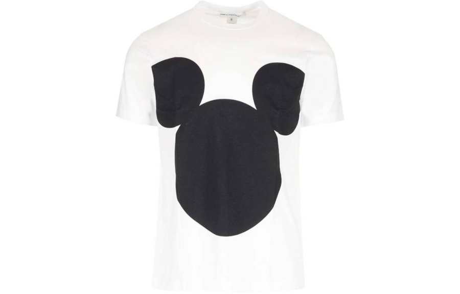 CDG T Shirts Men's White Crew Neck Moderate Straight Fit