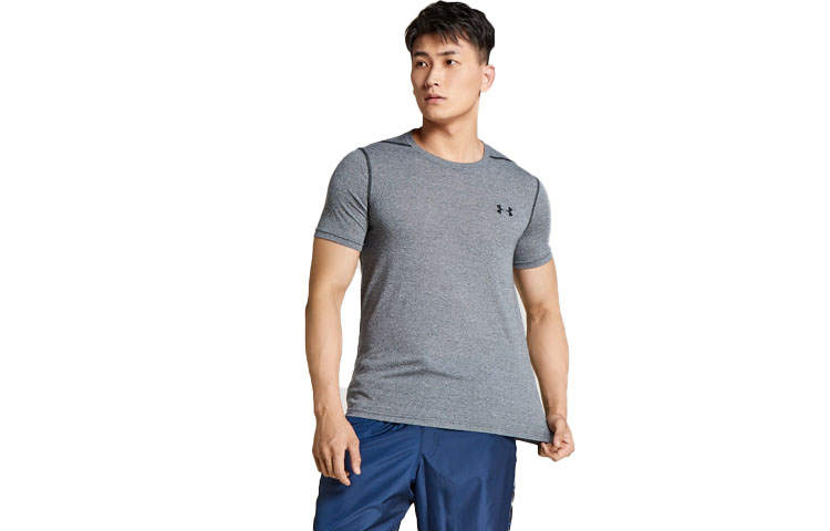 Under Armour T Shirts Men's Dark Gray Crew Neck Moderate Straight Fit