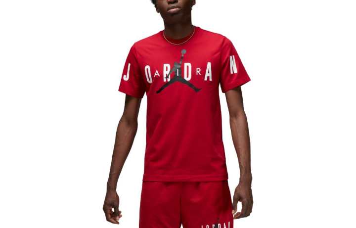Jordan Jordan T Shirts Men's Gym Red Crew Neck Moderate Straight Fit