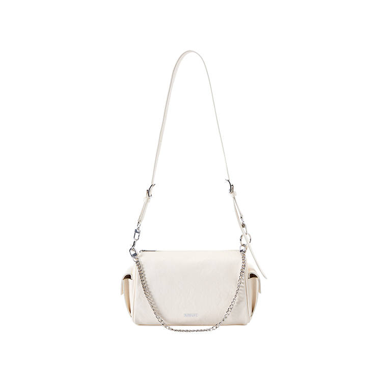 Semir Synthetic Leather Shoulder Bag Large Women's Raw White/Walnut Brown/Black