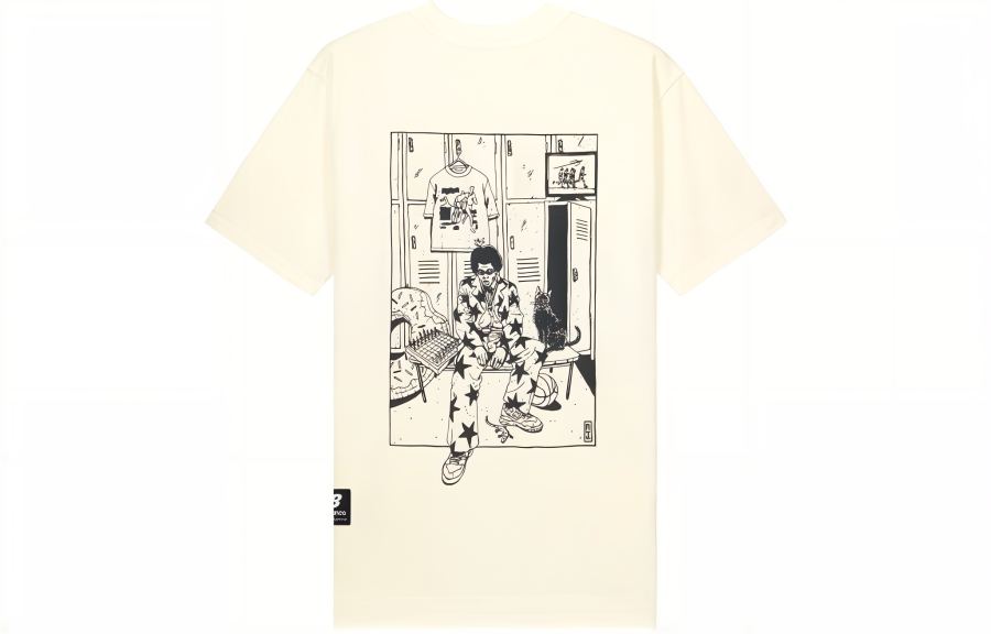 New Balance New Balance Mdoelshow T Shirts Men's Ecru Crew Neck Moderate Straight Fit
