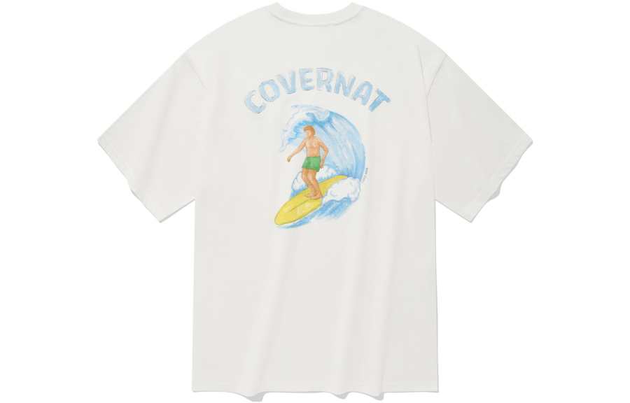 COVERNAT T Shirts Unisex White Crew Neck Moderate Straight Fit