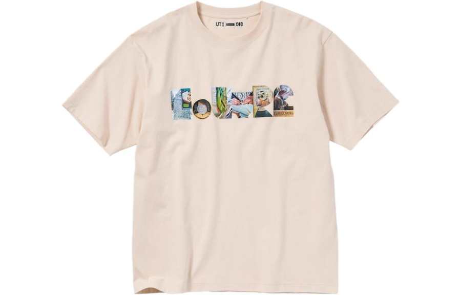 UNIQLO UNIQLO/X T Shirts Unisex Natural Crew Neck Moderate Straight Fit