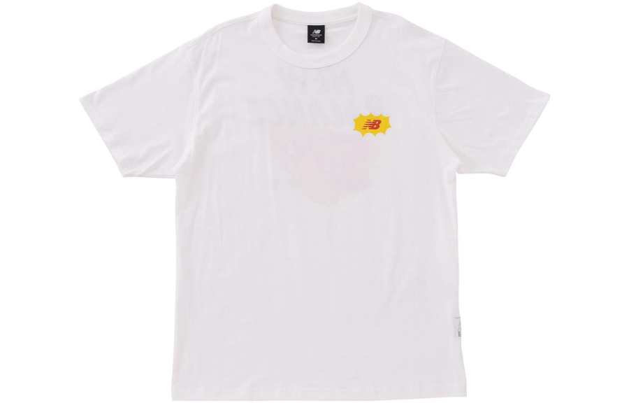New Balance New Balance T Shirts Men's White Crew Neck Moderate Straight Fit