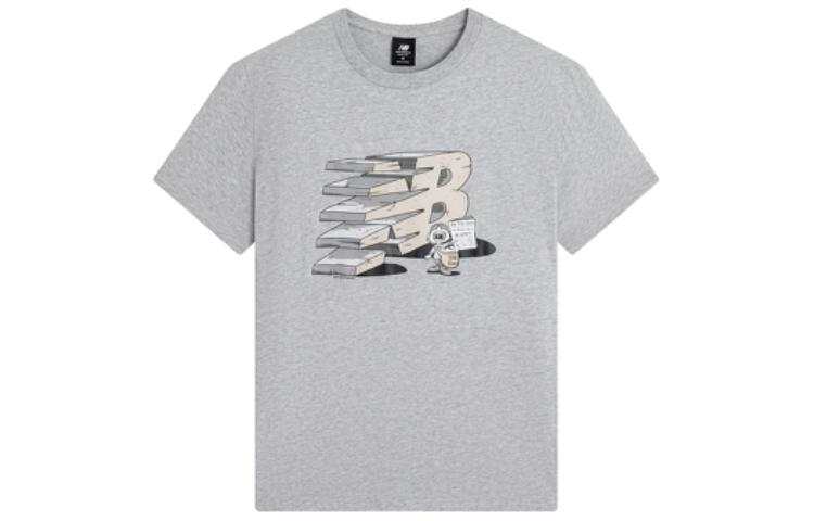 New Balance New Balance T Shirts Men's Gray Crew Neck Moderate Straight Fit