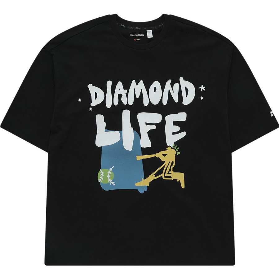 FILA FUSION T Shirt Unisex Black