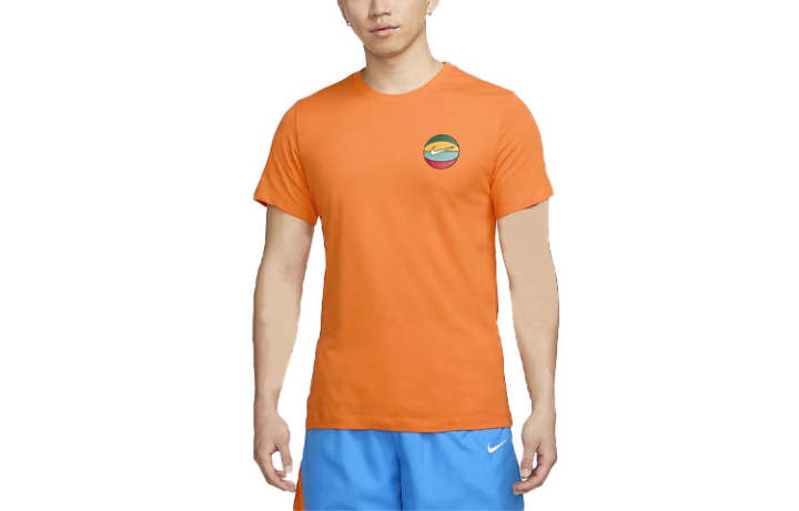 Nike Nike T Shirts Men's Orange Crew Neck Moderate Straight Fit