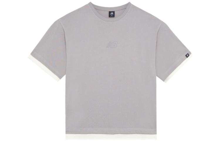 New Balance New Balance T Shirts Men's Gray Crew Neck Moderate Straight Fit