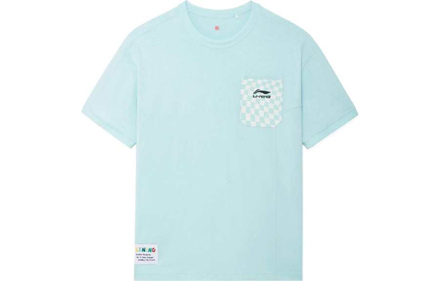 Li-Ning Li Ning Rooovie T Shirts Unisex Ice Clear Blue Crew Neck Moderate Straight Fit