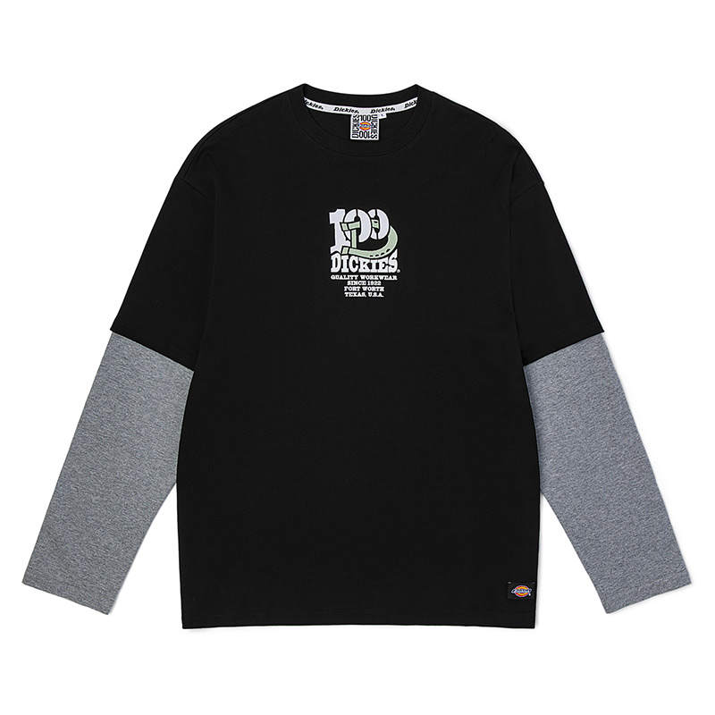 Dickies 100th Anniversary T Shirts Men's Black Crew Neck Moderate
