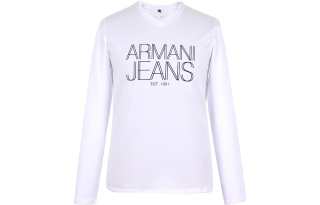 ARMANI JEANS T Shirts Men's White Crew Neck Moderate Straight Fit