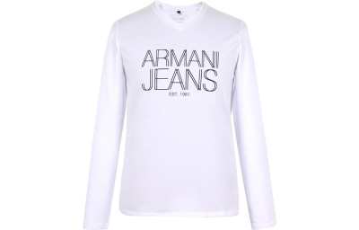 ARMANI JEANS T Shirts Men's White Crew Neck Moderate Straight Fit