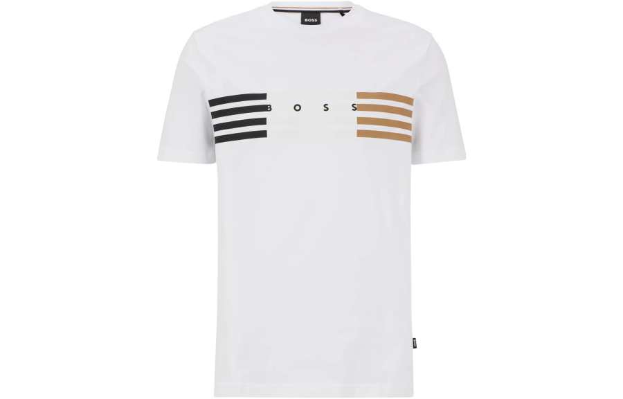 HUGO BOSS T Shirts Men's White Crew Neck Moderate Straight Fit