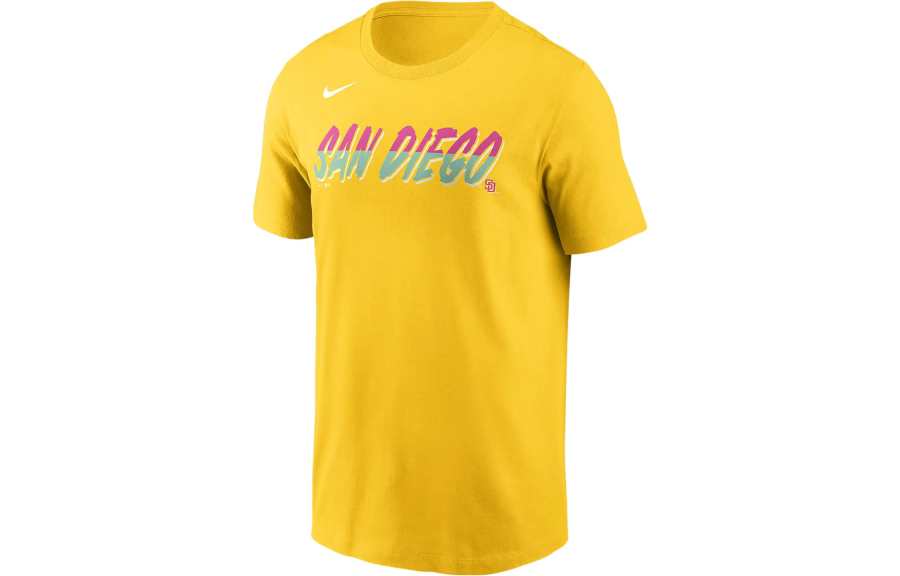 Nike Nike T Shirts Men's Yellow Crew Neck Moderate Straight Fit