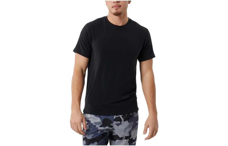 New Balance New Balance T Shirts Men's Black Crew Neck Moderate Straight Fit