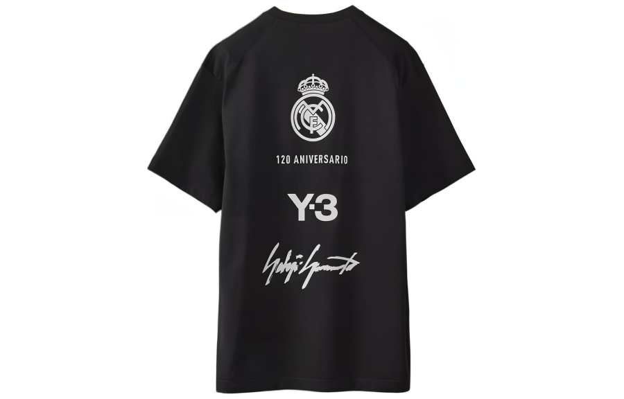 Y-3 Y 3 Real Madrid T Shirts Men's Black Crew Neck Moderate Straight Fit