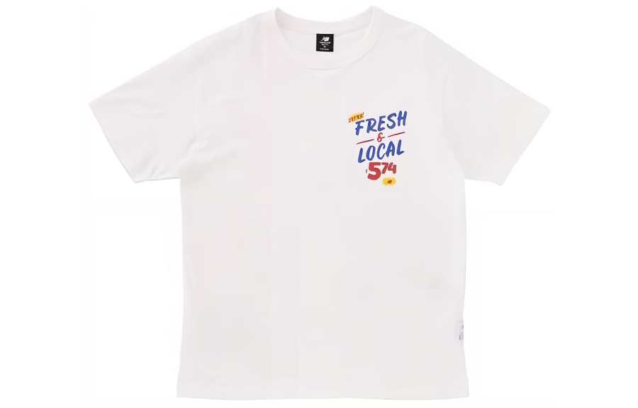 New Balance New Balance T Shirts Men's White Crew Neck Moderate Straight Fit