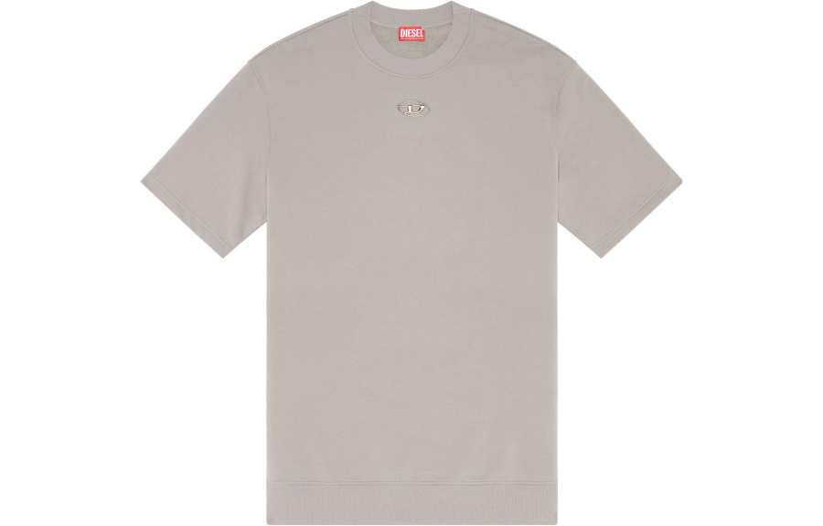 DIESEL T Shirts Men's Gray Crew Neck Moderate Straight Fit