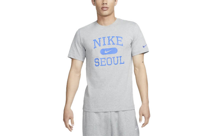 Nike Nike T Shirts Men's Gray Crew Neck Moderate Straight Fit