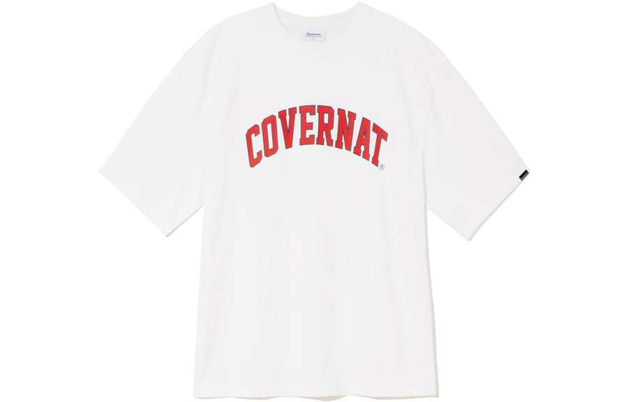 COVERNAT T Shirts Unisex White Crew Neck Moderate Straight Fit