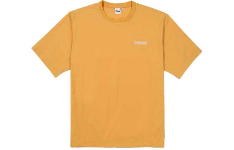 FILA T Shirts Unisex Yellow Crew Neck Moderate Straight Fit