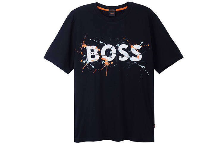 HUGO BOSS SS23 Brand Logo Letter Print Crew Neck Pullover Short Sleeved T Shirt Men's Black