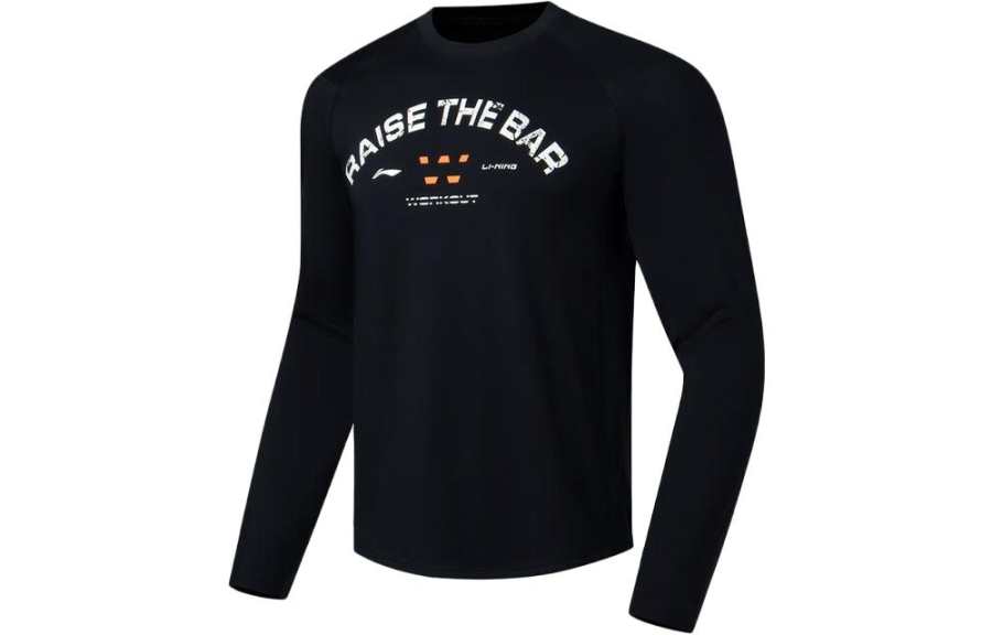 Li-Ning Li Ning Fitness Series T Shirts Men's Black Crew Neck Moderate Straight Fit