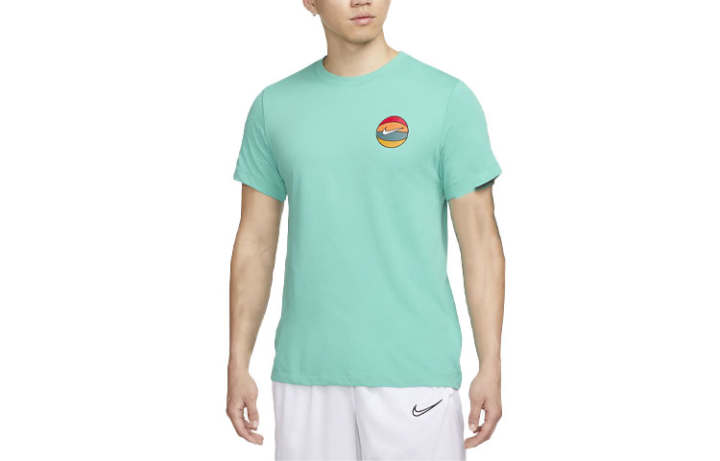 Nike Nike Dri Fit T Shirts Men's Turquoise Crew Neck Moderate Straight Fit