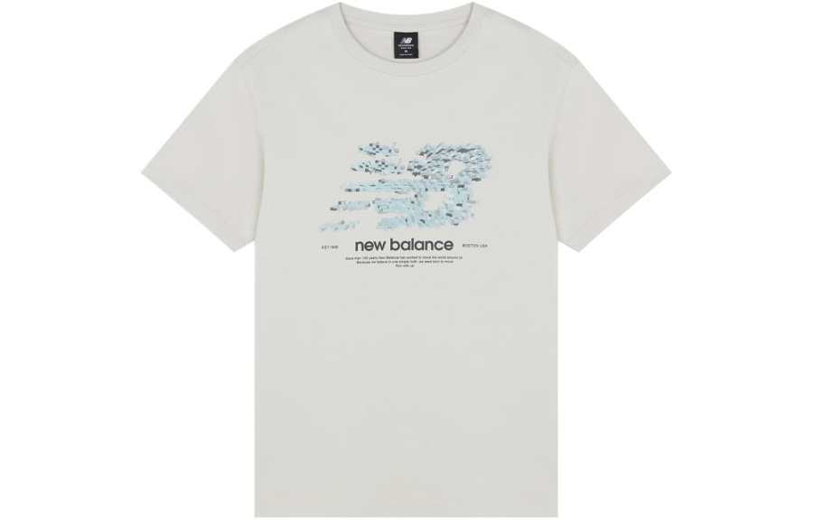 New Balance New Balance T Shirts Men's Gray Crew Neck Moderate Straight Fit